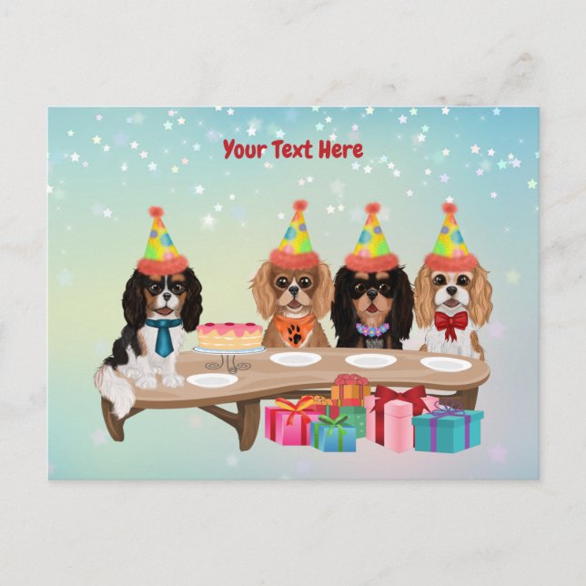 Birthday Cavalier King Charles Spaniel Postkarte (Vorderseite)