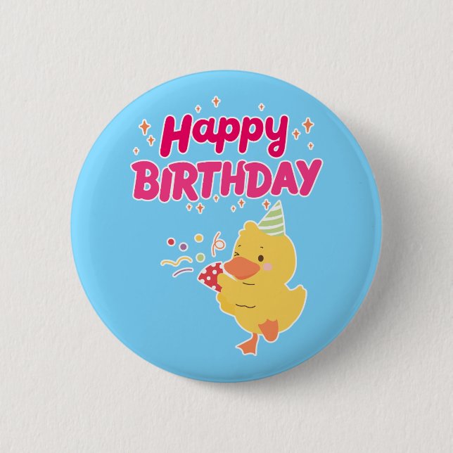 BIRTHDAY Celebration Niedlich Kawaii Chick Baby Ch Button (Vorderseite)