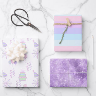 Birthday Celebration Patterns Rainbow ID722 Geschenkpapier Set