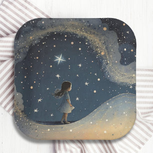 Birthday Celestial Star Watercolor Girl Pappteller