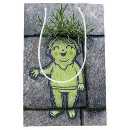 Birthday Chalk Doodle Street Art of a Happy Woman Mittlere Geschenktüte