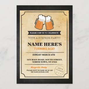 Birthday Cheers Beers Chalk Bar Invite Einladung