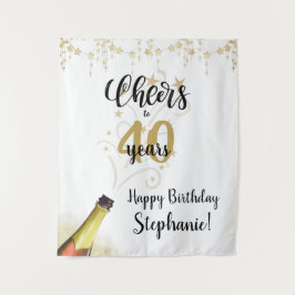 Birthday CHEERS TO # YEARS Black Gold Hintergrund Wandteppich