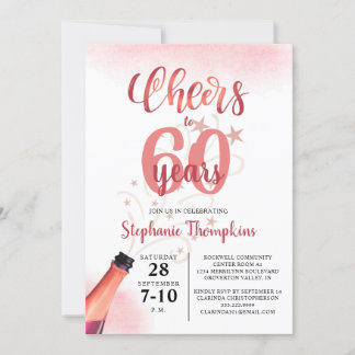 Birthday CHEERS TO # YEARS Rose Gold Script Einladung
