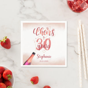 Birthday CHEERS TO # YEARS Rose Gold Script Serviette