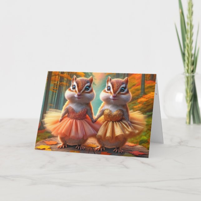 Birthday Chipmunks Ballerina Dancers on Treump Karte (Vorderseite)