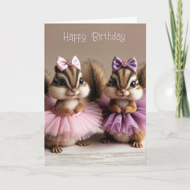 Birthday Chipmunks Wearing Tutus Karte (Vorderseite)