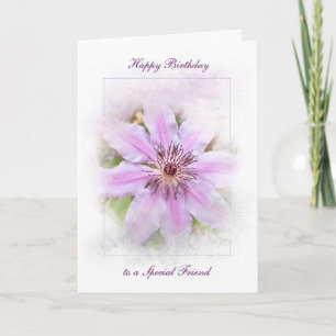 Birthday Clematis Karte