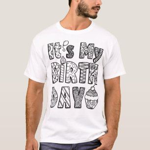 Birthday Coloring T - Shirt Doodle Art Illustratio
