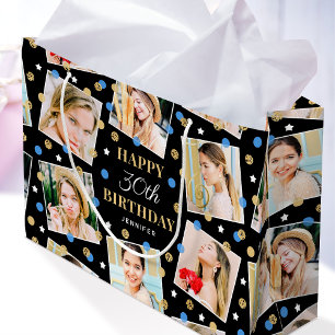 Birthday Confetti Individuelle Name Foto Collage B Große Geschenktüte