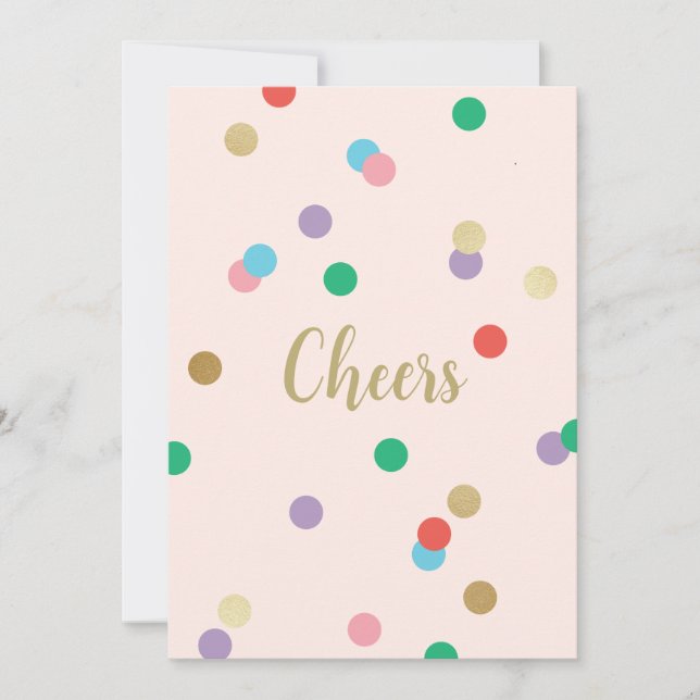 Birthday Confetti Peachy Pink Greeting Card Einladung (Vorderseite)