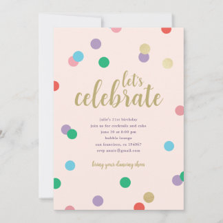 Birthday Confetti Peachy Pink Party Invite Einladung