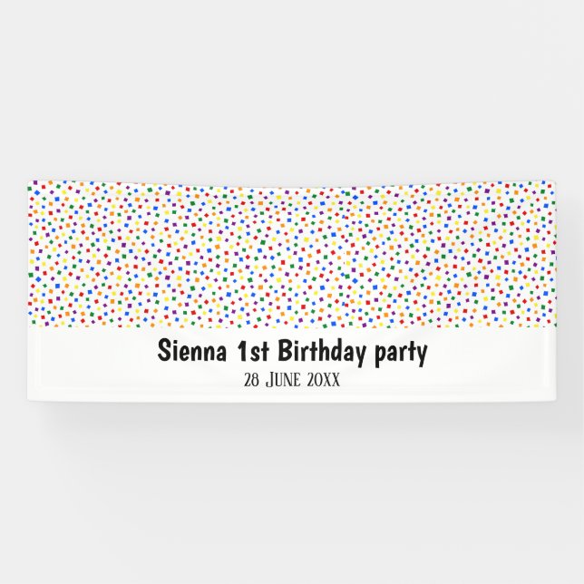 Birthday Confetti Regenbogen Banner (Horizontal)