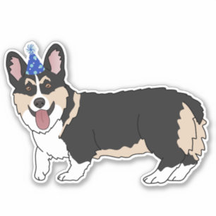 Birthday Corgi Aufkleber