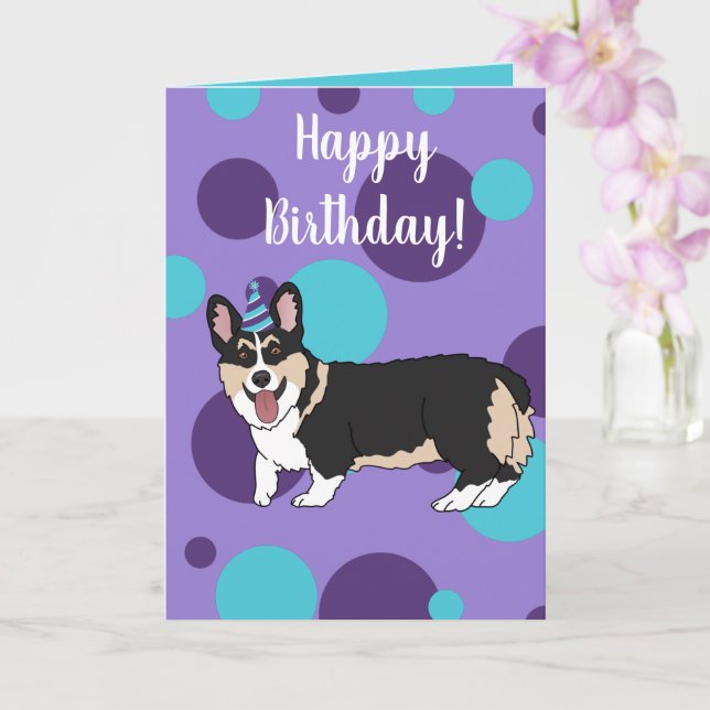 Birthday Corgi Card Karte (Orchidee)