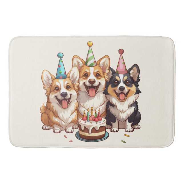 Birthday Corgi Dogs Badematte (Vorderseite)