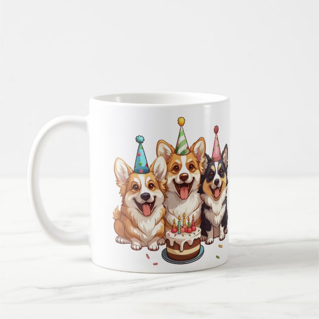 Birthday Corgi Dogs Kaffeetasse (Links)