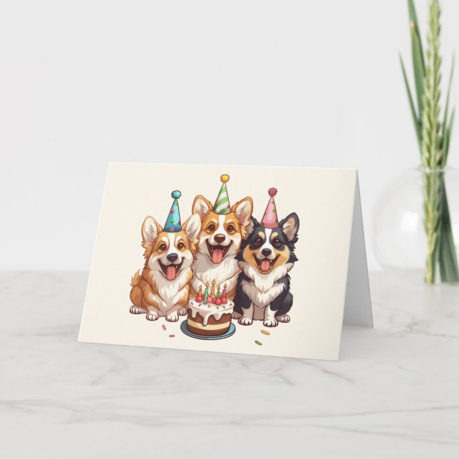 Birthday Corgi Dogs Karte (Vorderseite)