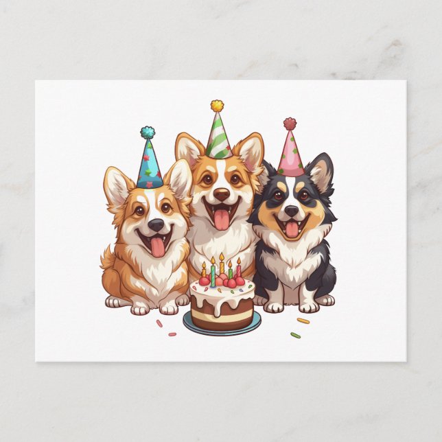 Birthday Corgi Dogs Postkarte (Vorderseite)