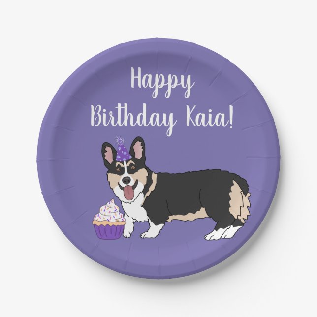 Birthday Corgis Pappteller (Vorderseite)
