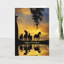 Birthday Country Western Cowboy Happy Trails Karte