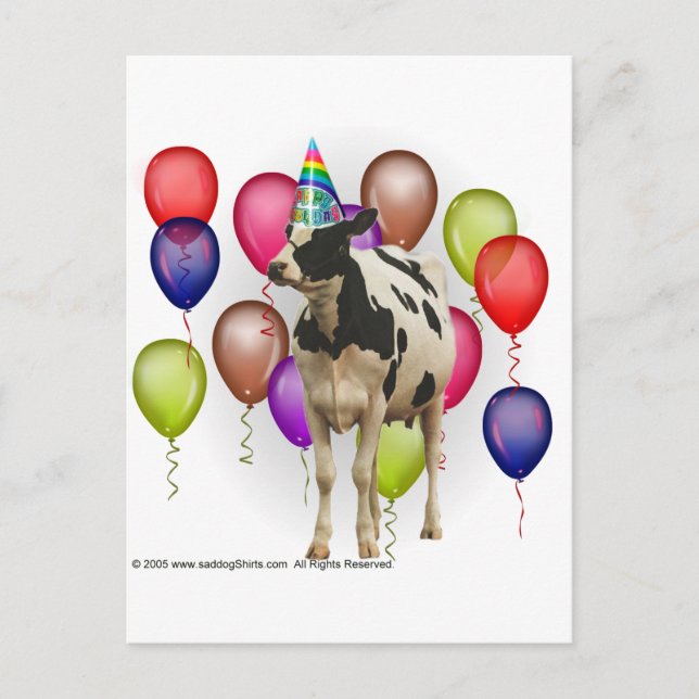 Birthday Cow Theme Party Postkarte (Vorderseite)