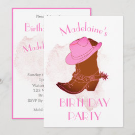 Birthday Cowboy Pink Party Einladung