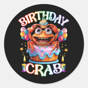 Birthday Crab Owner Got Crab Birthday Party Cake T Runder Aufkleber