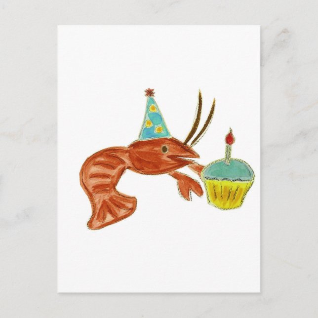 Birthday Crawfish Cupcake Postkarte (Vorderseite)