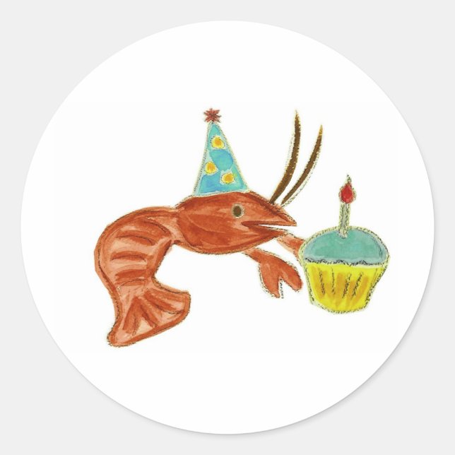 Birthday Crawfish Cupcake Runder Aufkleber (Vorderseite)