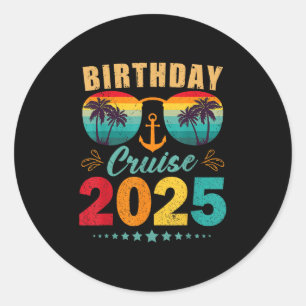 Birthday Cruise 2025 Beach Holiday Birthday Party Runder Aufkleber