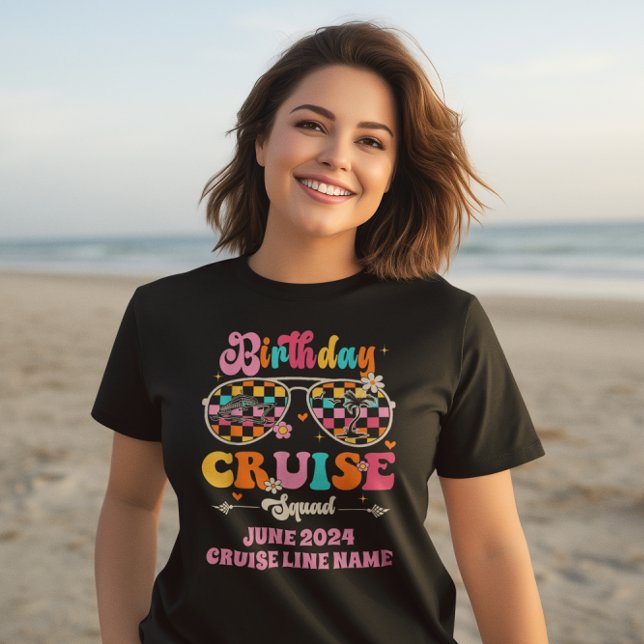 Birthday Cruise Squad Retro Sonnenbrille T-Shirt (Von Creator hochgeladen)