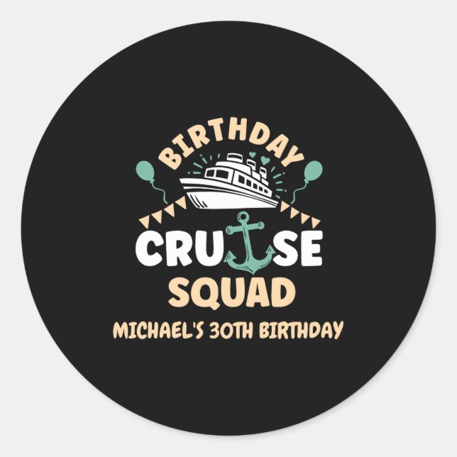 Birthday Cruise Squad  Runder Aufkleber (Vorderseite)