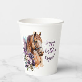 Birthday Cup mit violetten Blumen Pappbecher