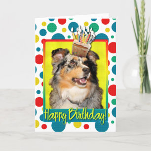 Birthday Cupcake - Australian Shepherd - Dustine Karte