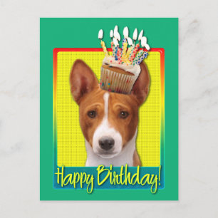 Birthday Cupcake - Basenji Postkarte