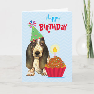 Birthday Cupcake Basset Karte