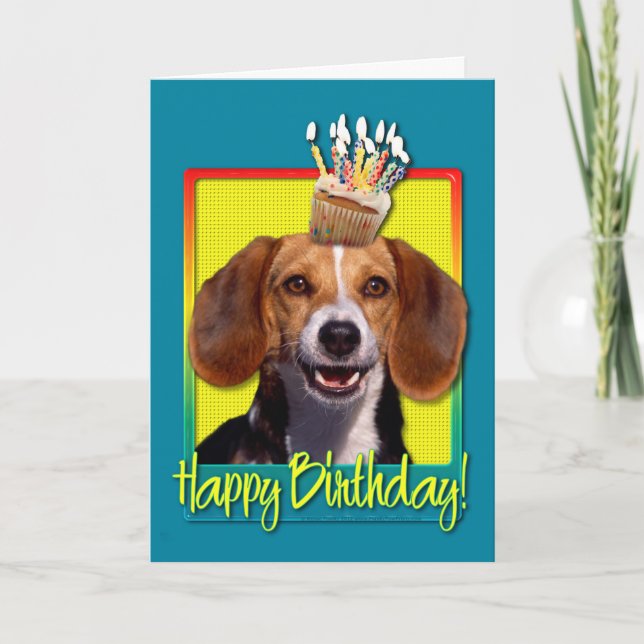 Birthday Cupcake Beagle Karte (Vorderseite)
