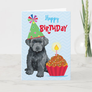 Birthday Cupcake Bouvier des Flandres Card Karte