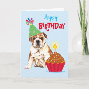 Birthday Cupcake Bulldog Card Karte