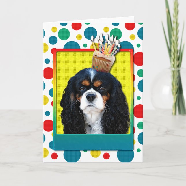 Birthday Cupcake - Cavalier - Tri-Color Karte (Vorderseite)