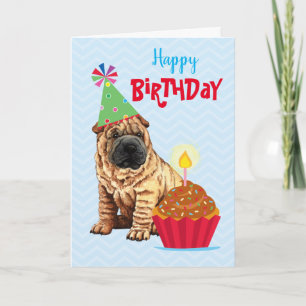 Birthday Cupcake Chinese Shar-Pei Karte