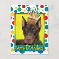 Birthday Cupcake - Doberman - Red - Rocky