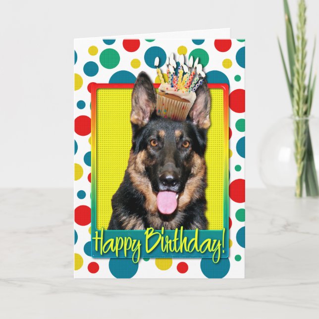 Birthday Cupcake - German Shepherd - Kuno Karte (Vorderseite)