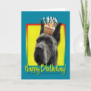 Birthday Cupcake - Great Dane - Grau Karte