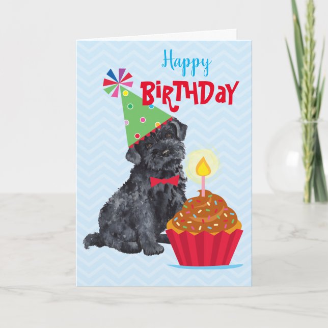 Birthday Cupcake Kerry Blue Terrier Karte (Vorderseite)