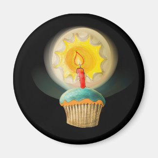 Birthday Cupcake mit glühender Kerzenschaltfläche Magnet