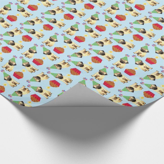 Birthday Cupcake Mops Wrapping Paper Geschenkpapier (Ecke)