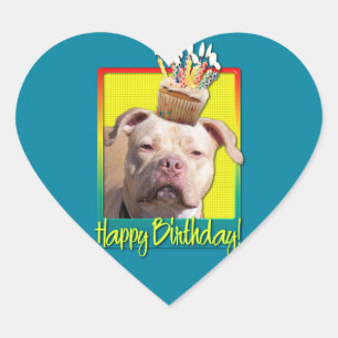 Birthday Cupcake - Pitbull - Jersey Girl Herz-Aufkleber