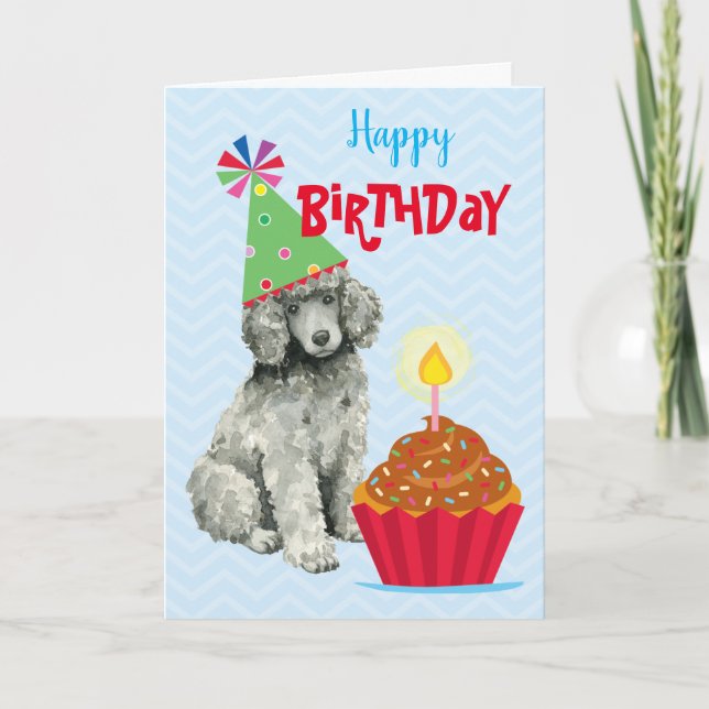 Birthday Cupcake Poodle Karte (Vorderseite)